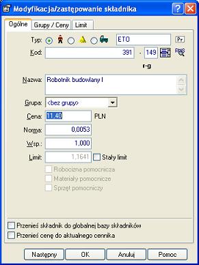 Modyfikacja skadnika