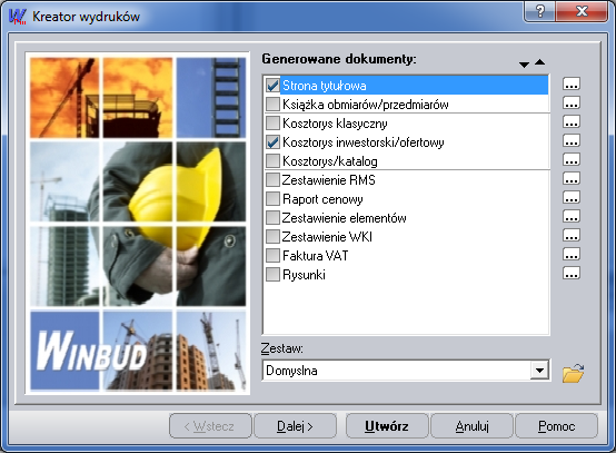 WINBUD Kosztorys- generator wydruków