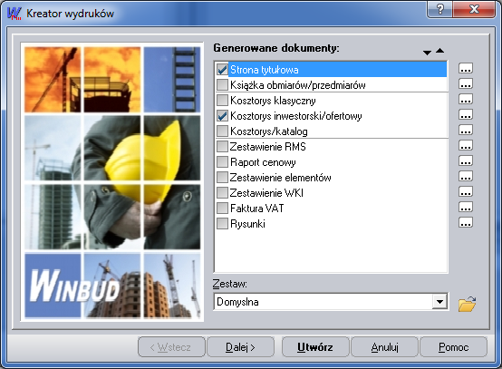 WINBUD Kosztorys- generator wydrukw