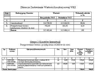 Winbud kosztorys - Zestawienie WKI- wydruk