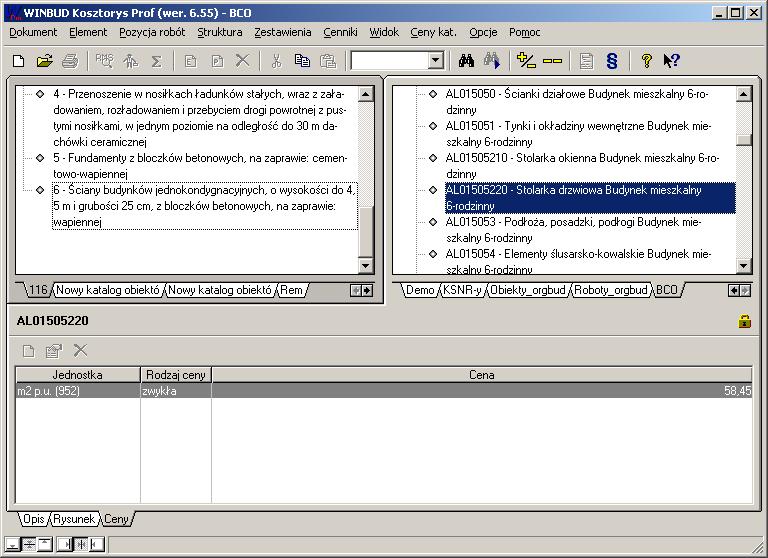 Program kosztorysowy, WINBUD, Programy do kosztorysowania, obsuga katalogw, cenniki, KNR, KSNR