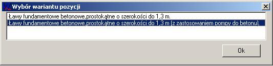 Wariant pozycji z zastosowaniem pomp do betonu